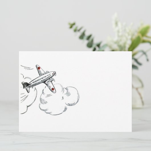Invitation Dessin démodé d'avion (Debout devant)