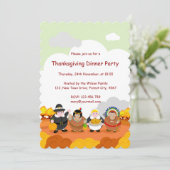 Invitation Dessin des Pères Pèlerins et des Indiens américain (Debout devant)