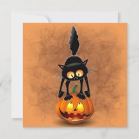 Dessin d'Halloween au chat effrayé sur Citrouille