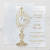 Invitation dessin d'ostensoir Première Sainte Communion (Devant / Derrière)