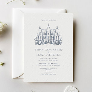 Invitation Dessin du Château Mariage minimaliste