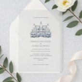 Invitation Dessin du Château Mariage minimaliste