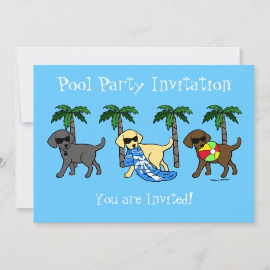 Invitation Dessin du Cool Labradors Beach Party (Devant)