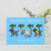 Invitation Dessin du Cool Labradors Beach Party (Debout devant)