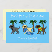 Invitation Dessin du Cool Labradors Beach Party (Devant / Derrière)