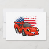 Invitation Dessin du drapeau américain de la voiture rouge -  (Dos)