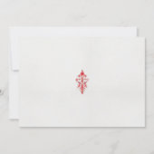 Invitation dessin d'une fleur rouge et feuille sur un ba blan (Devant)