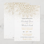 Invitation Dessin élégant de confettis en mandala doré (Devant / Derrière)