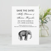 Invitation Dessin éléphant vintage (Debout devant)