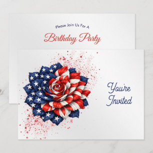Invitation Dessin Floral de Drapeau Patriotique pour Annivers