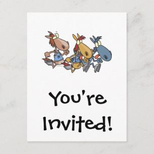 Invitation dessin humoristique de course à cheval