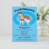 Invitation dessin humoristique sibérien husky (Debout devant)