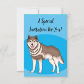 Invitation dessin humoristique sibérien husky (Dos)