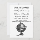 Invitation Dessin lithographique d'un globe terrestre vintage (Devant)
