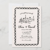 Invitation Dessin main dessiné écriture manuscrite Mariage fo (Devant)