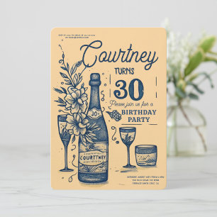 Invitation Dessin manuscrit vintage 30e anniversaire