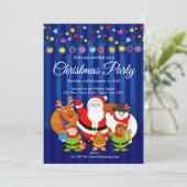 Invitation Dessin moderne amusant, fête de Noël du Père Noël, (Debout devant)