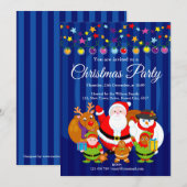 Invitation Dessin moderne amusant, fête de Noël du Père Noël, (Devant / Derrière)