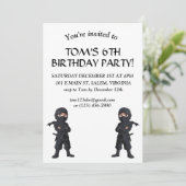 Invitation Dessin Ninja Guerriers Garçons fête d'anniversaire (Debout devant)