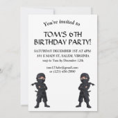 Invitation Dessin Ninja Guerriers Garçons fête d'anniversaire (Dos)