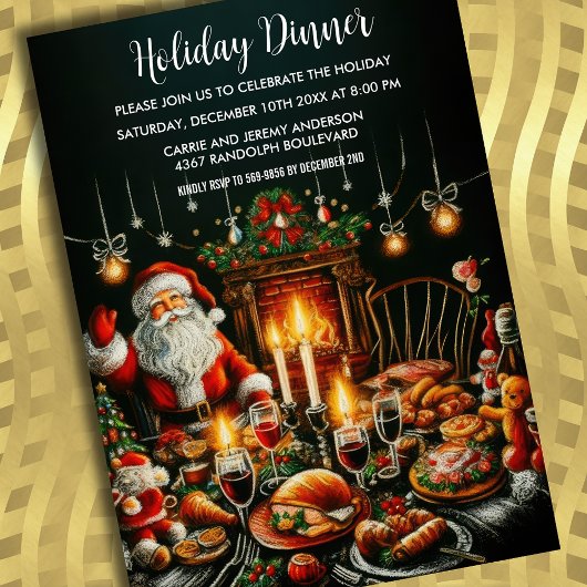 Invitation Dessin Pastel de Fêtes Père Noël