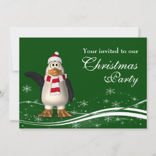 Invitation Dessin Père Noël Penguin fête de Noël