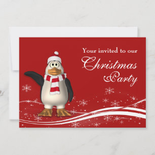 Invitation Dessin Père Noël Penguin fête de Noël