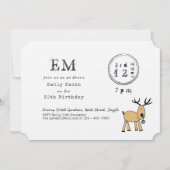 Invitation Dessin Russe de Noël Reindeer Doodle Typeset (Devant)