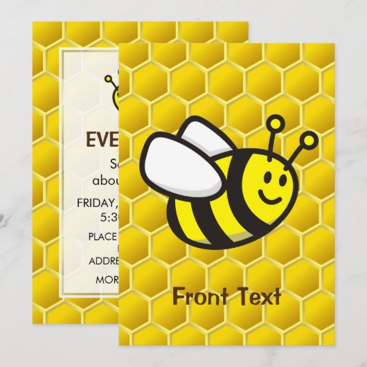 Invitation Dessin sur les abeilles (Devant / Derrière)