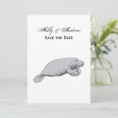 Invitation Dessin vintage de lamantin (Debout devant)