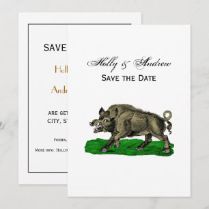 Invitation Dessin vintage de sanglier BW #3C