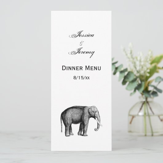 Invitation Dessin Vintage d'Éléphant (Debout devant)