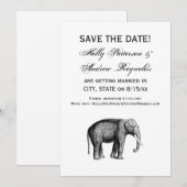 Invitation Dessin Vintage d'Éléphant (Devant / Derrière)