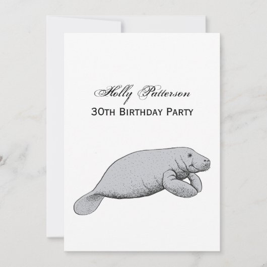 Invitation Dessin vintage Manate (Devant)