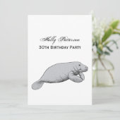 Invitation Dessin vintage Manate (Debout devant)