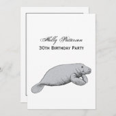 Invitation Dessin vintage Manate (Devant / Derrière)