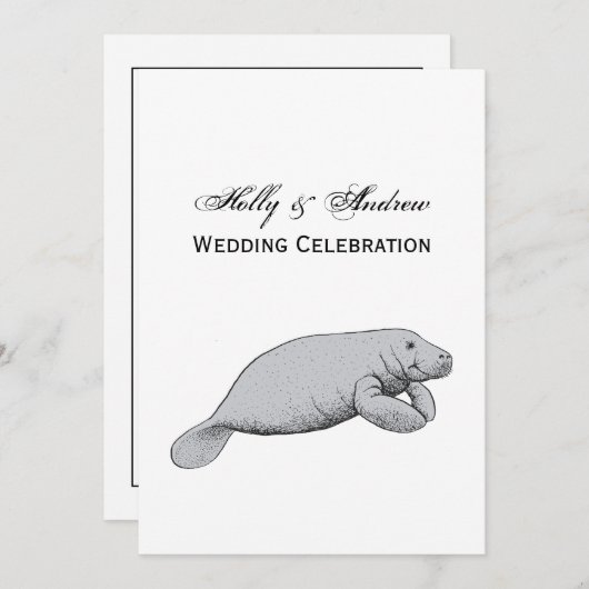 Invitation Dessin vintage Manate (Devant / Derrière)