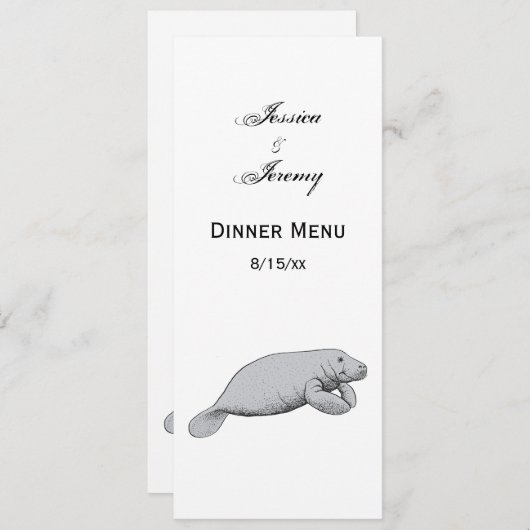 Invitation Dessin vintage Manate (Devant / Derrière)