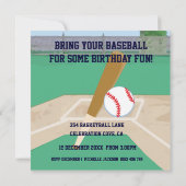 Invitation Dessinateur de dessin animé Cute Baseball (Dos)