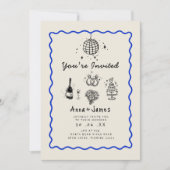 Invitation dessiné à la main whimsical tendance mariage funky (Devant)