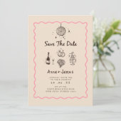 Invitation dessiné à la main whimsical tendance mariage funky (Debout devant)