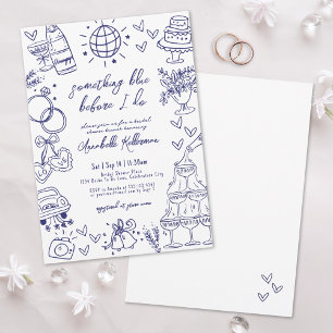 Invitation Dessine Quelque Chose de Bleu Avant Ma Baby Shower