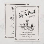 Invitation dessinée à la main pour une soirée pein (Devant / Derrière)