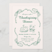 Invitation Dessiner à la main Doodle Whimsical Thanksgiving D (Devant / Derrière)