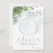Invitation Dessiner le bébé, Baby shower jeu thème de la verd (Devant)