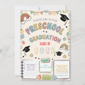 Invitation Dessins mignons Diplôme préscolaire teintes pastel (Devant)