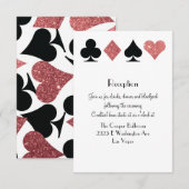 Invitation Destin Las Vegas Réception Rose Gold Pailleté (Devant / Derrière)