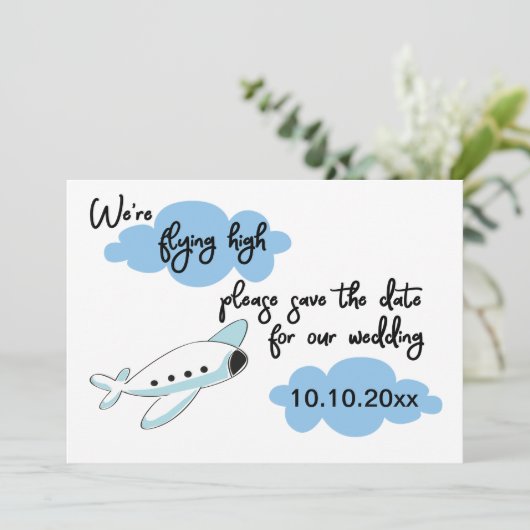 Invitation Destination Avion mariage Enregistrer La Date (Debout devant)