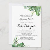 Invitation Destination Bat mitzvah de verdure tropicale (Devant)