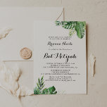 Invitation Destination Bat mitzvah de verdure tropicale<br><div class="desc">Cette adresse tropicale bat mitzvah de  est idéale pour un bat mitzvah simple. Le design se compose de palmiers verts aquarelés peints à la main et de feuilles de bananes soigneusement arrangés en de beaux bouquets.</div>